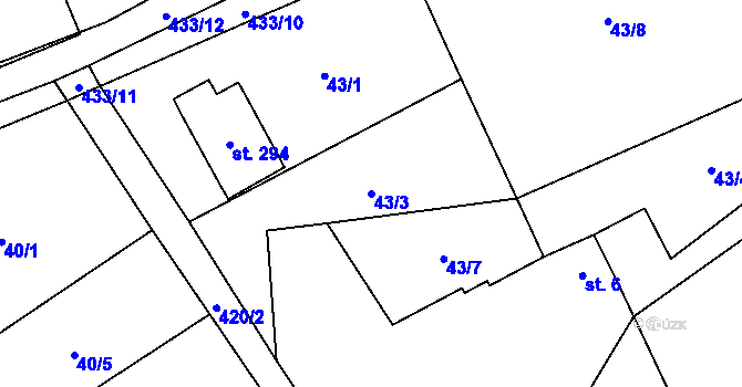 Parcela st. 43/3 v KÚ Kalivody, Katastrální mapa