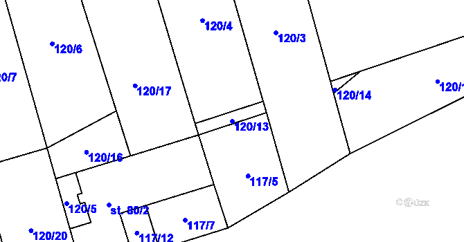 Parcela st. 120/13 v KÚ Kalivody, Katastrální mapa