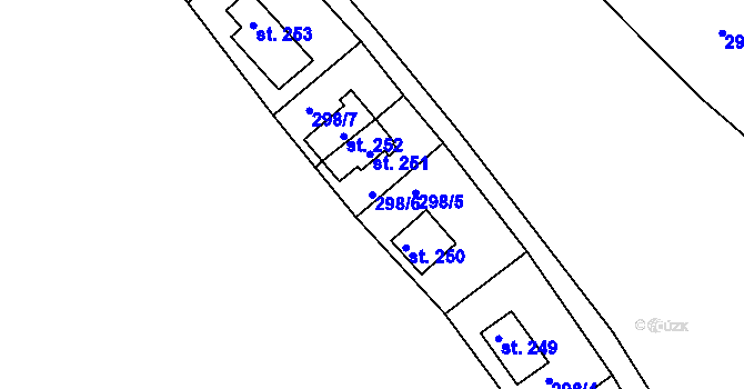 Parcela st. 298/6 v KÚ Kalivody, Katastrální mapa