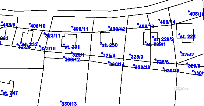 Parcela st. 325/4 v KÚ Kalivody, Katastrální mapa