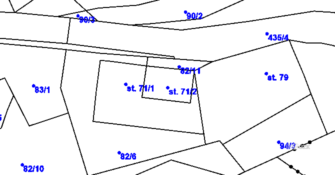 Parcela st. 71/2 v KÚ Kalivody, Katastrální mapa