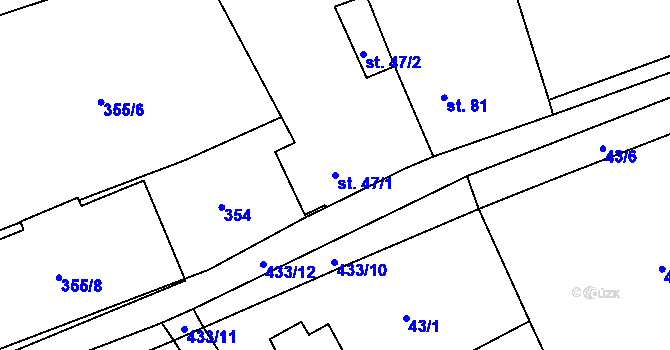 Parcela st. 47/1 v KÚ Kalivody, Katastrální mapa