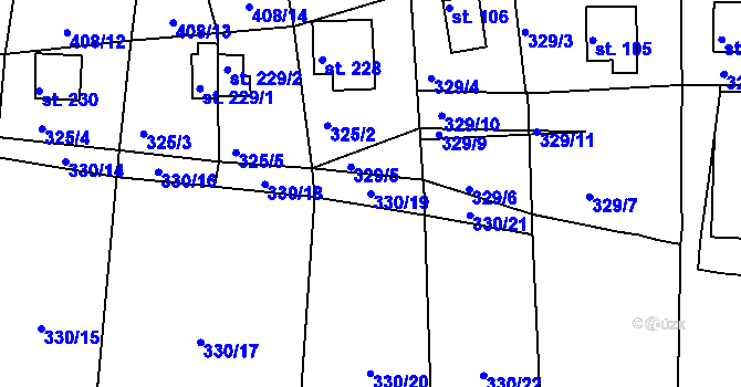 Parcela st. 330/19 v KÚ Kalivody, Katastrální mapa