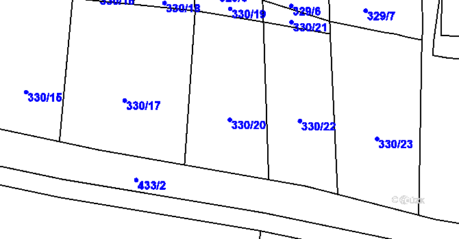 Parcela st. 330/20 v KÚ Kalivody, Katastrální mapa