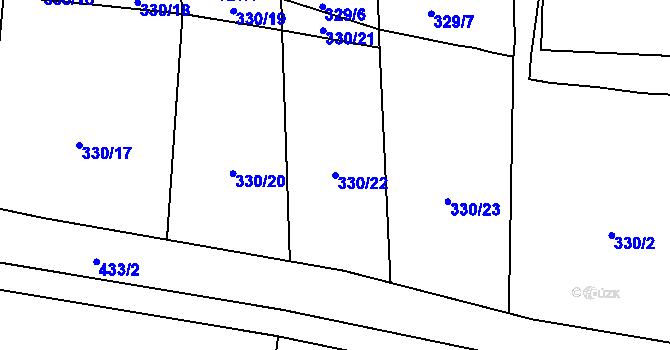 Parcela st. 330/22 v KÚ Kalivody, Katastrální mapa