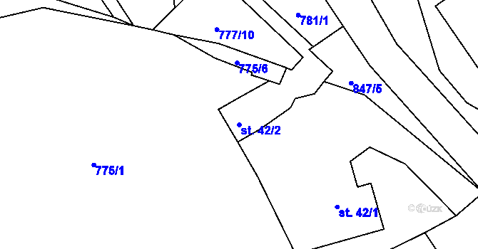 Parcela st. 42/2 v KÚ Kalovice, Katastrální mapa