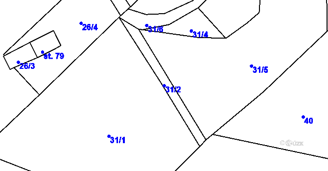 Parcela st. 31/2 v KÚ Kalovice, Katastrální mapa