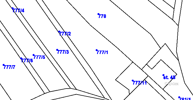Parcela st. 777/1 v KÚ Kalovice, Katastrální mapa