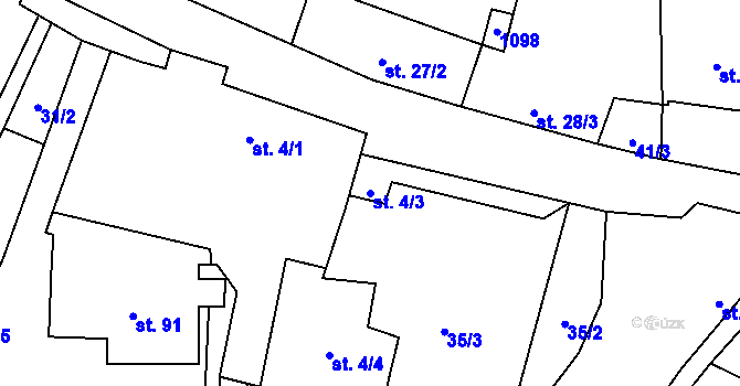 Parcela st. 4/3 v KÚ Rašovice u Kalovic, Katastrální mapa