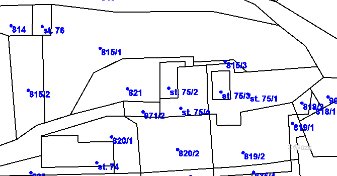 Parcela st. 75/2 v KÚ Rašovice u Kalovic, Katastrální mapa