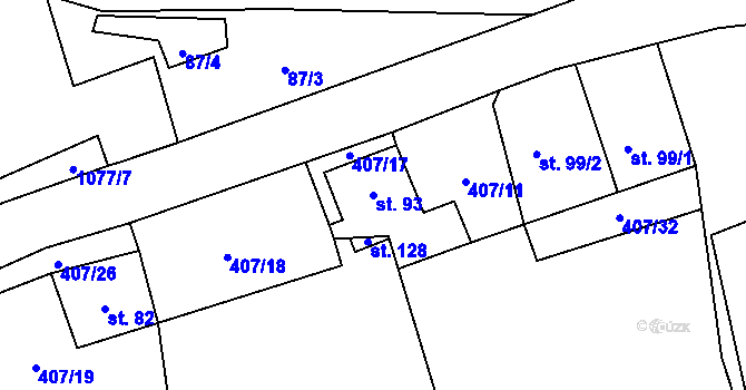 Parcela st. 93 v KÚ Rašovice u Kalovic, Katastrální mapa