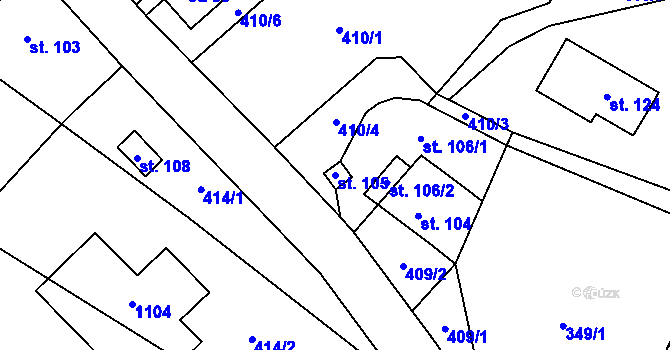 Parcela st. 105 v KÚ Rašovice u Kalovic, Katastrální mapa