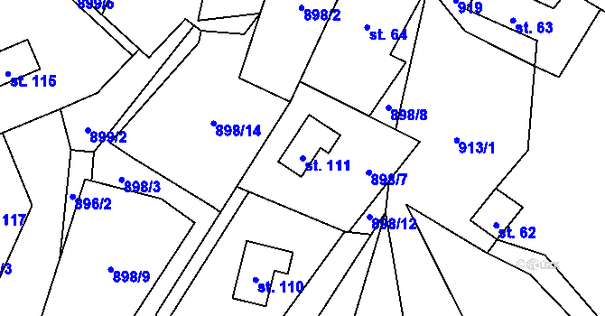 Parcela st. 111 v KÚ Rašovice u Kalovic, Katastrální mapa