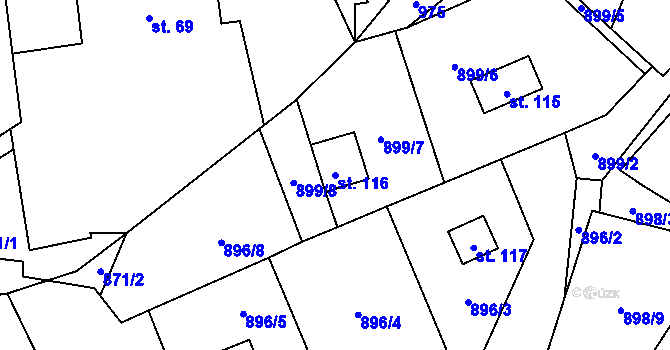 Parcela st. 116 v KÚ Rašovice u Kalovic, Katastrální mapa