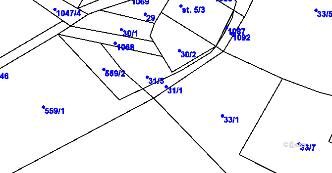 Parcela st. 31/1 v KÚ Rašovice u Kalovic, Katastrální mapa