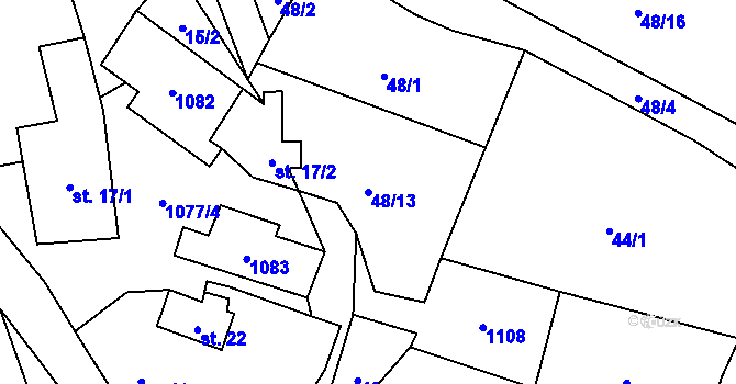 Parcela st. 48/13 v KÚ Rašovice u Kalovic, Katastrální mapa
