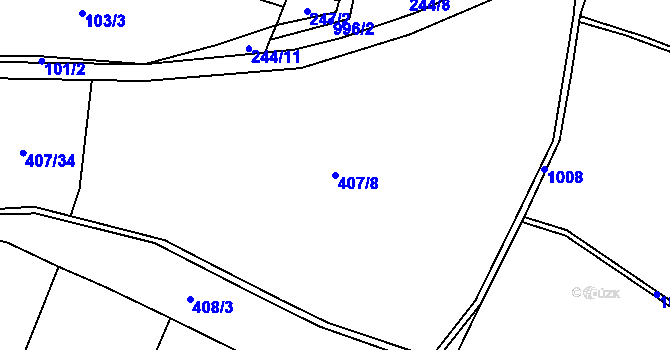 Parcela st. 407/8 v KÚ Rašovice u Kalovic, Katastrální mapa