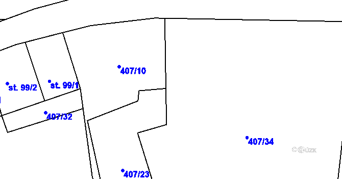 Parcela st. 407/25 v KÚ Rašovice u Kalovic, Katastrální mapa