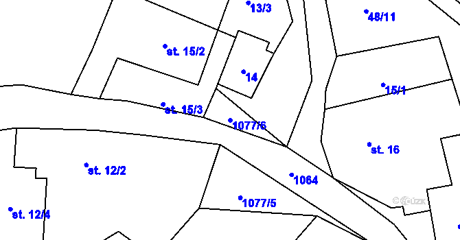 Parcela st. 1077/6 v KÚ Rašovice u Kalovic, Katastrální mapa