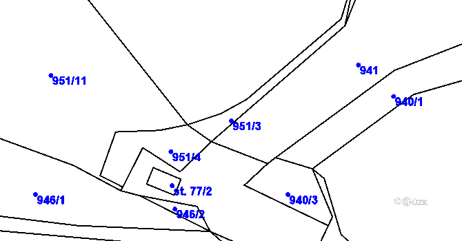 Parcela st. 951/3 v KÚ Rašovice u Kalovic, Katastrální mapa