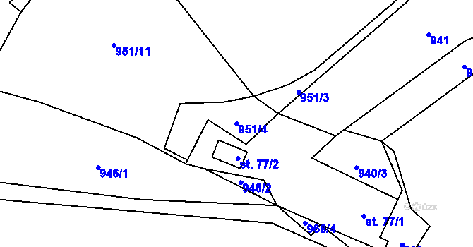 Parcela st. 951/4 v KÚ Rašovice u Kalovic, Katastrální mapa