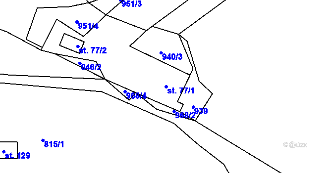 Parcela st. 77/1 v KÚ Rašovice u Kalovic, Katastrální mapa