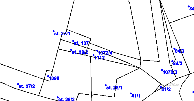 Parcela st. 1072/4 v KÚ Rašovice u Kalovic, Katastrální mapa