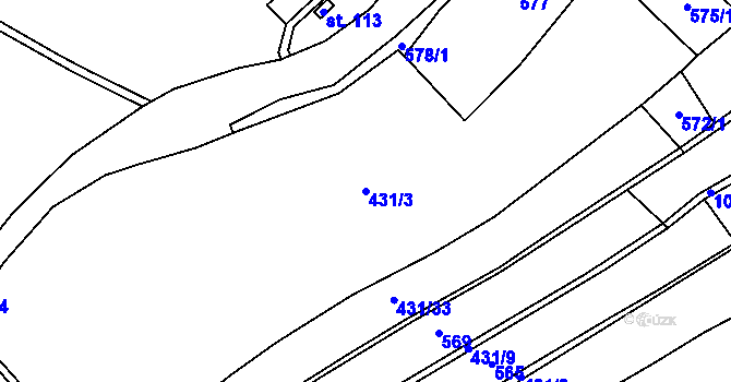 Parcela st. 431/3 v KÚ Rašovice u Kalovic, Katastrální mapa