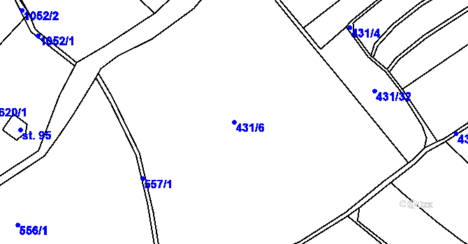 Parcela st. 431/6 v KÚ Rašovice u Kalovic, Katastrální mapa
