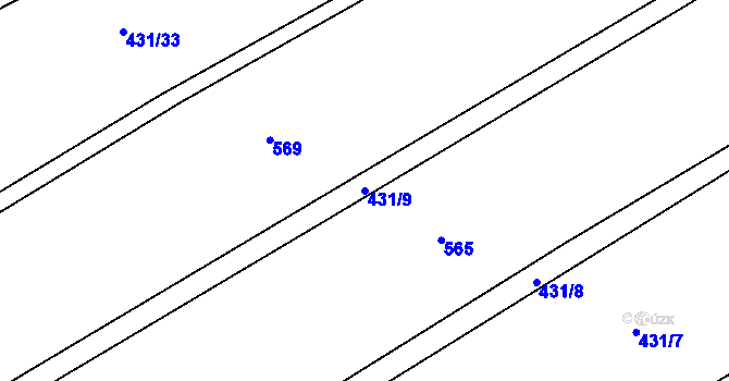 Parcela st. 431/9 v KÚ Rašovice u Kalovic, Katastrální mapa