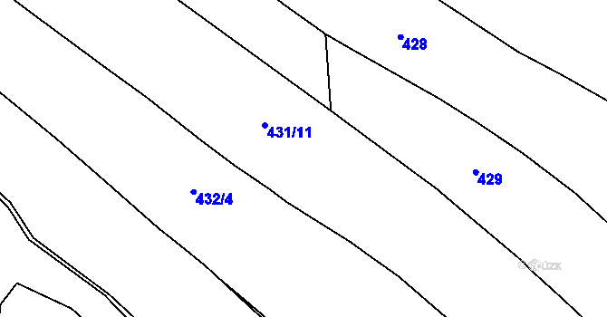 Parcela st. 431/11 v KÚ Rašovice u Kalovic, Katastrální mapa