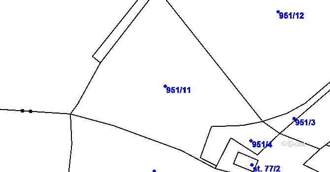Parcela st. 951/11 v KÚ Rašovice u Kalovic, Katastrální mapa