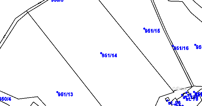 Parcela st. 951/14 v KÚ Rašovice u Kalovic, Katastrální mapa