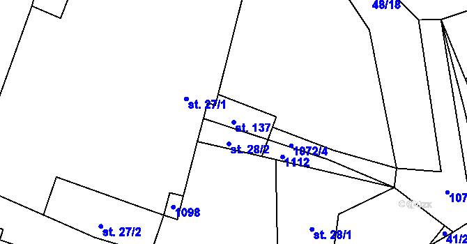 Parcela st. 137 v KÚ Rašovice u Kalovic, Katastrální mapa