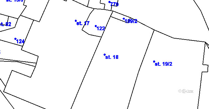 Parcela st. 18 v KÚ Robeč, Katastrální mapa