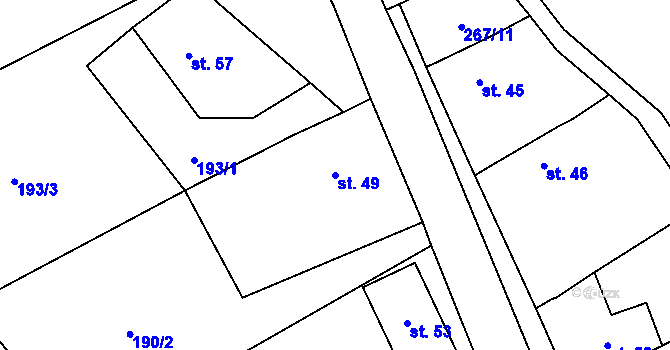 Parcela st. 49 v KÚ Robeč, Katastrální mapa