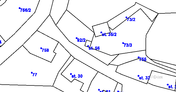 Parcela st. 56 v KÚ Robeč, Katastrální mapa