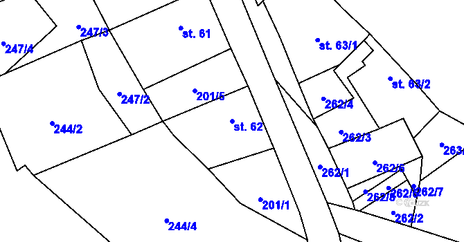 Parcela st. 62 v KÚ Robeč, Katastrální mapa
