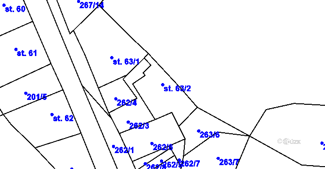 Parcela st. 63/2 v KÚ Robeč, Katastrální mapa