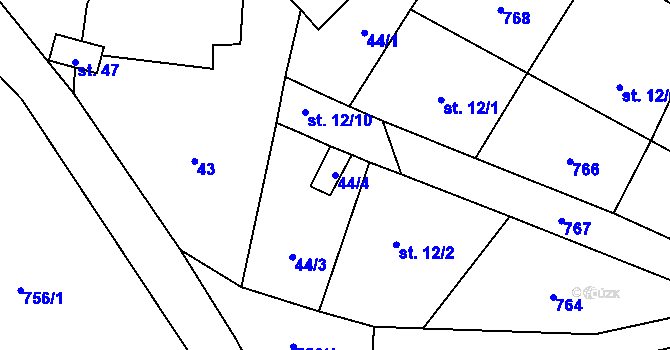 Parcela st. 44/4 v KÚ Robeč, Katastrální mapa
