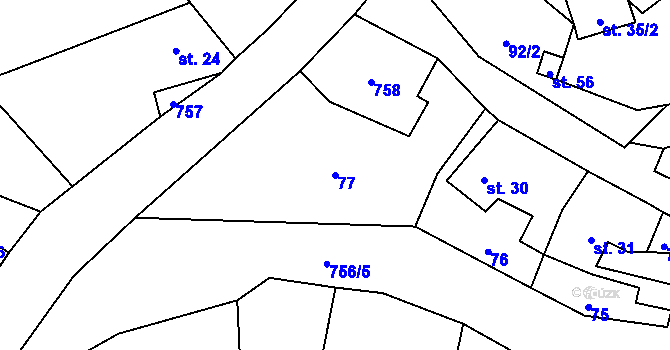Parcela st. 77 v KÚ Robeč, Katastrální mapa