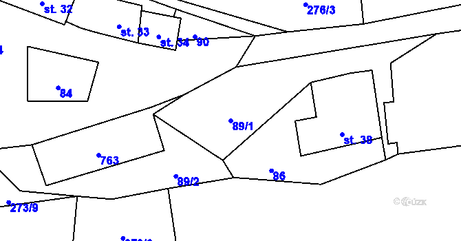 Parcela st. 89/1 v KÚ Robeč, Katastrální mapa