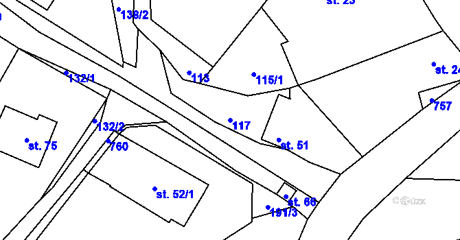 Parcela st. 117 v KÚ Robeč, Katastrální mapa