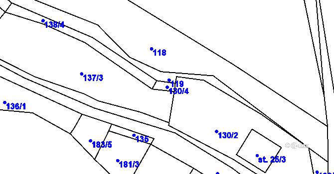 Parcela st. 130/4 v KÚ Robeč, Katastrální mapa
