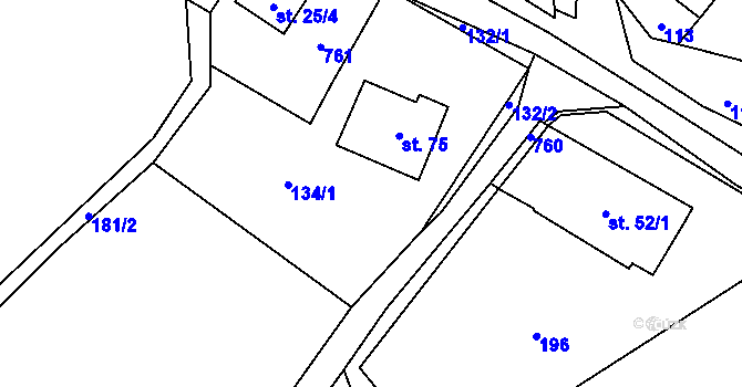 Parcela st. 133 v KÚ Robeč, Katastrální mapa