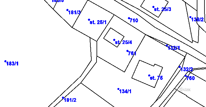 Parcela st. 134/3 v KÚ Robeč, Katastrální mapa