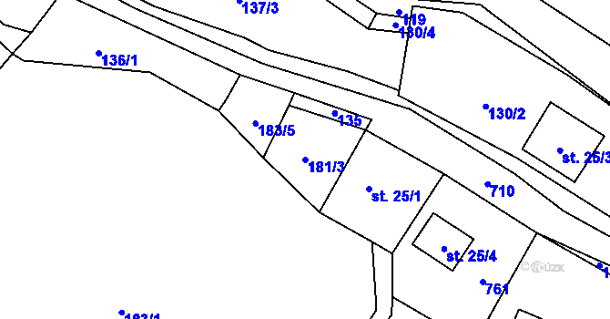 Parcela st. 181/3 v KÚ Robeč, Katastrální mapa