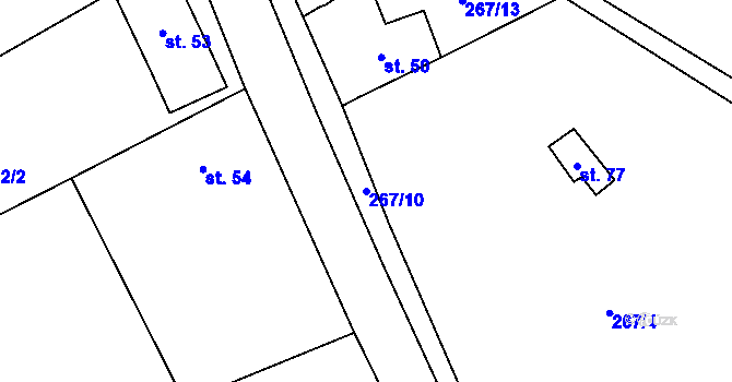 Parcela st. 267/10 v KÚ Robeč, Katastrální mapa