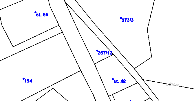 Parcela st. 267/12 v KÚ Robeč, Katastrální mapa