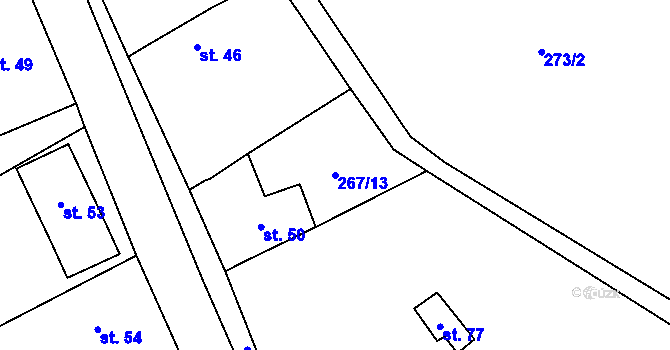Parcela st. 267/13 v KÚ Robeč, Katastrální mapa